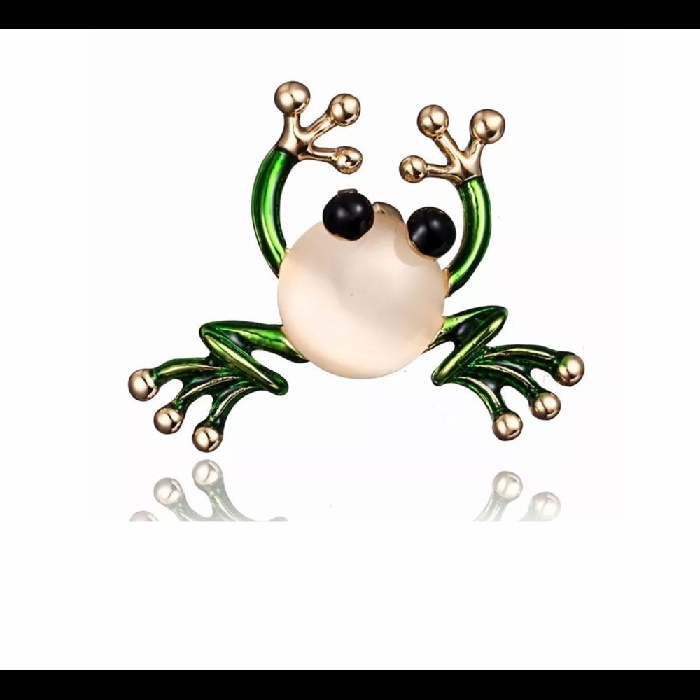 Cute Enamel Frog Brooch